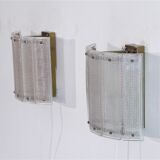 Pair of Scandinavian wall lights in brass and glass 1970