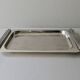 Silver metal tray with braided effect handles