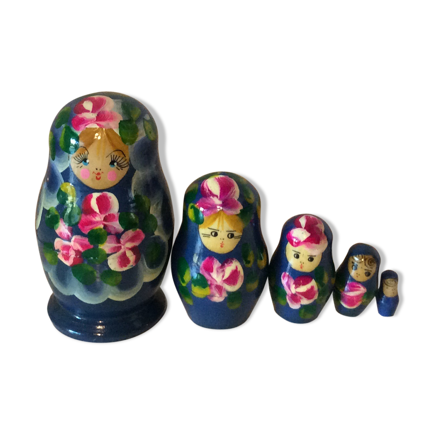 Vintage blue Matriochka Russian dolls