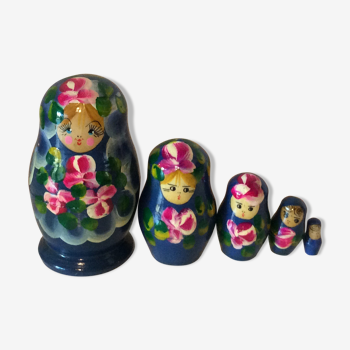 Vintage blue Matriochka Russian dolls