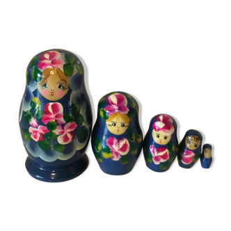 Vintage blue Matriochka Russian dolls