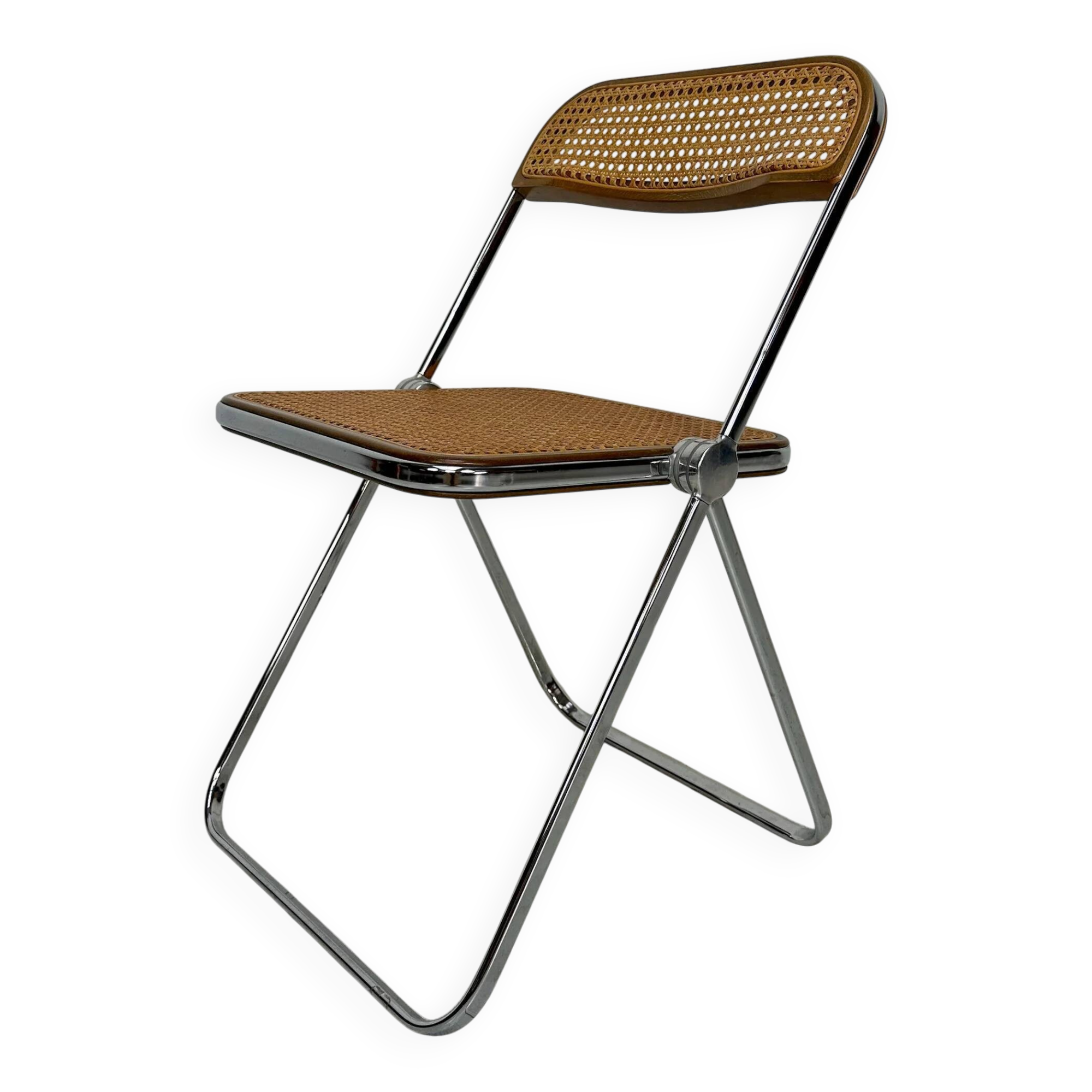 60s Vintage Plia Cane Folding Chair by Giancarlo Piretti - Anonima Castelli