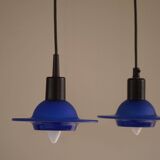 Set of 4 vintage blue glass pendants, made by Design Light A/S, Denmark, 1990s.