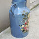 Old broc pot hand painted metal milk can