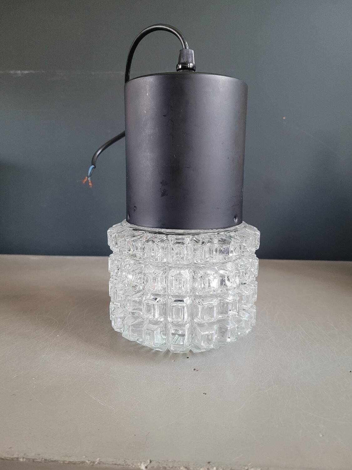 Vintage molded glass globe pendant light