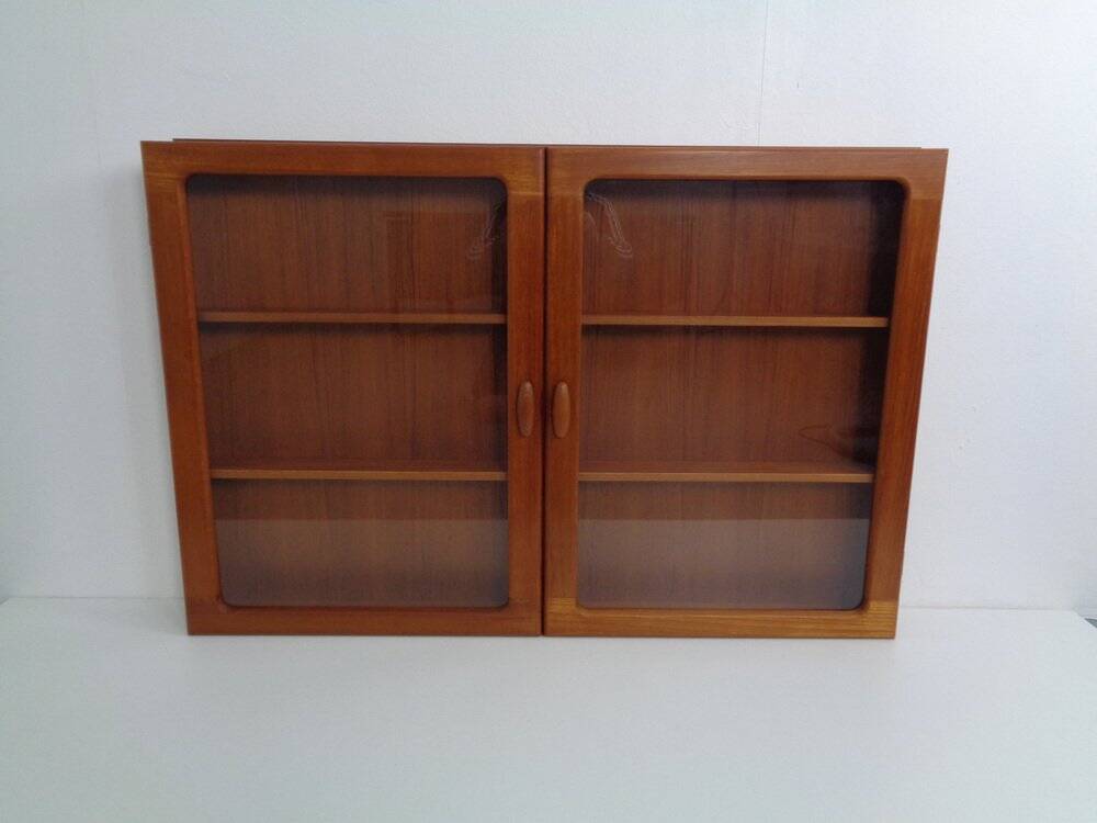 Wall cabinet with glass doors from Dyrlund, Denmark, 1970s.