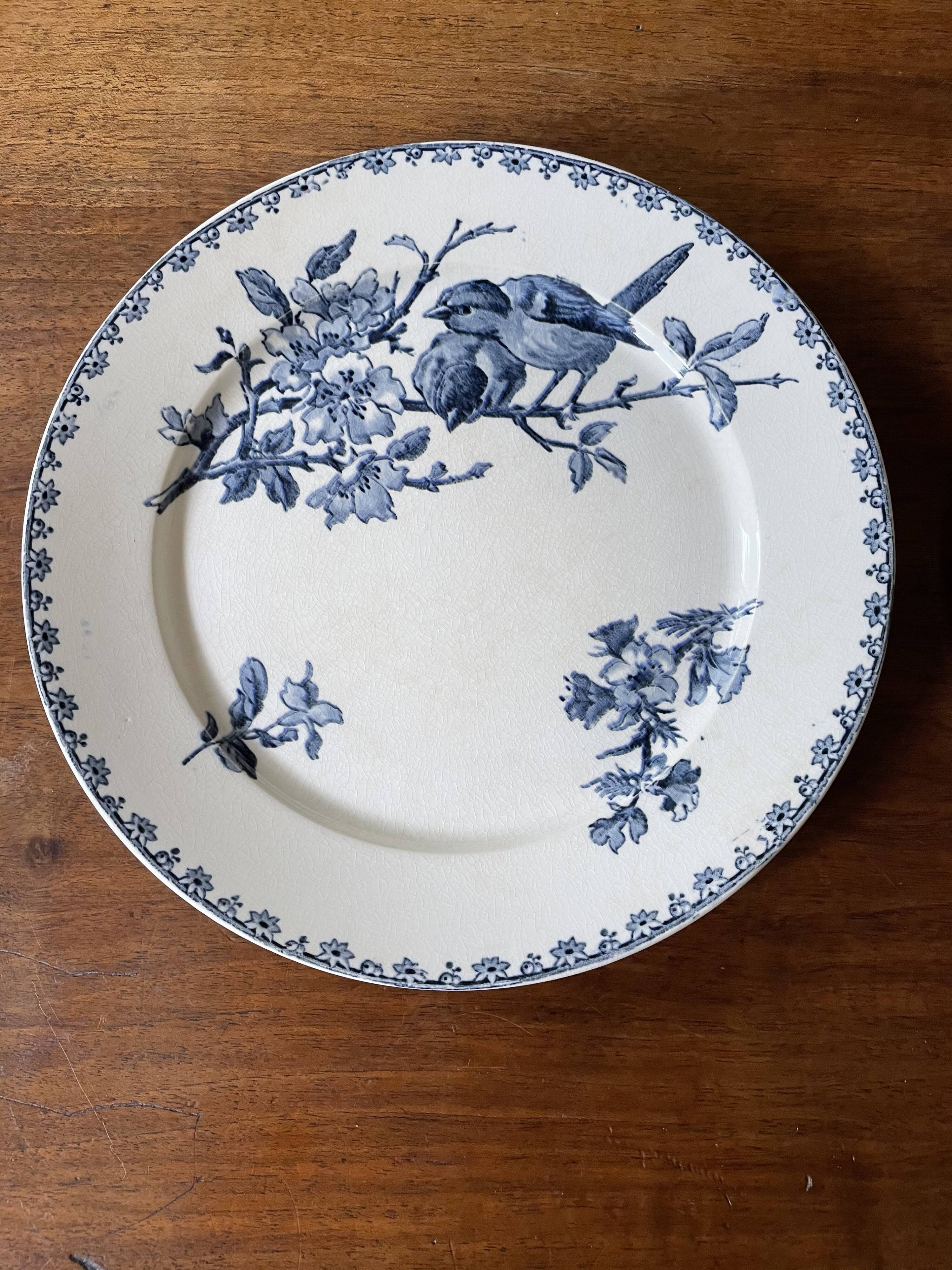 Flat plates Sarreguemines Iron Earth model Blue favorite