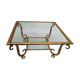 Glass table and wrought-iron gold leaf vintage