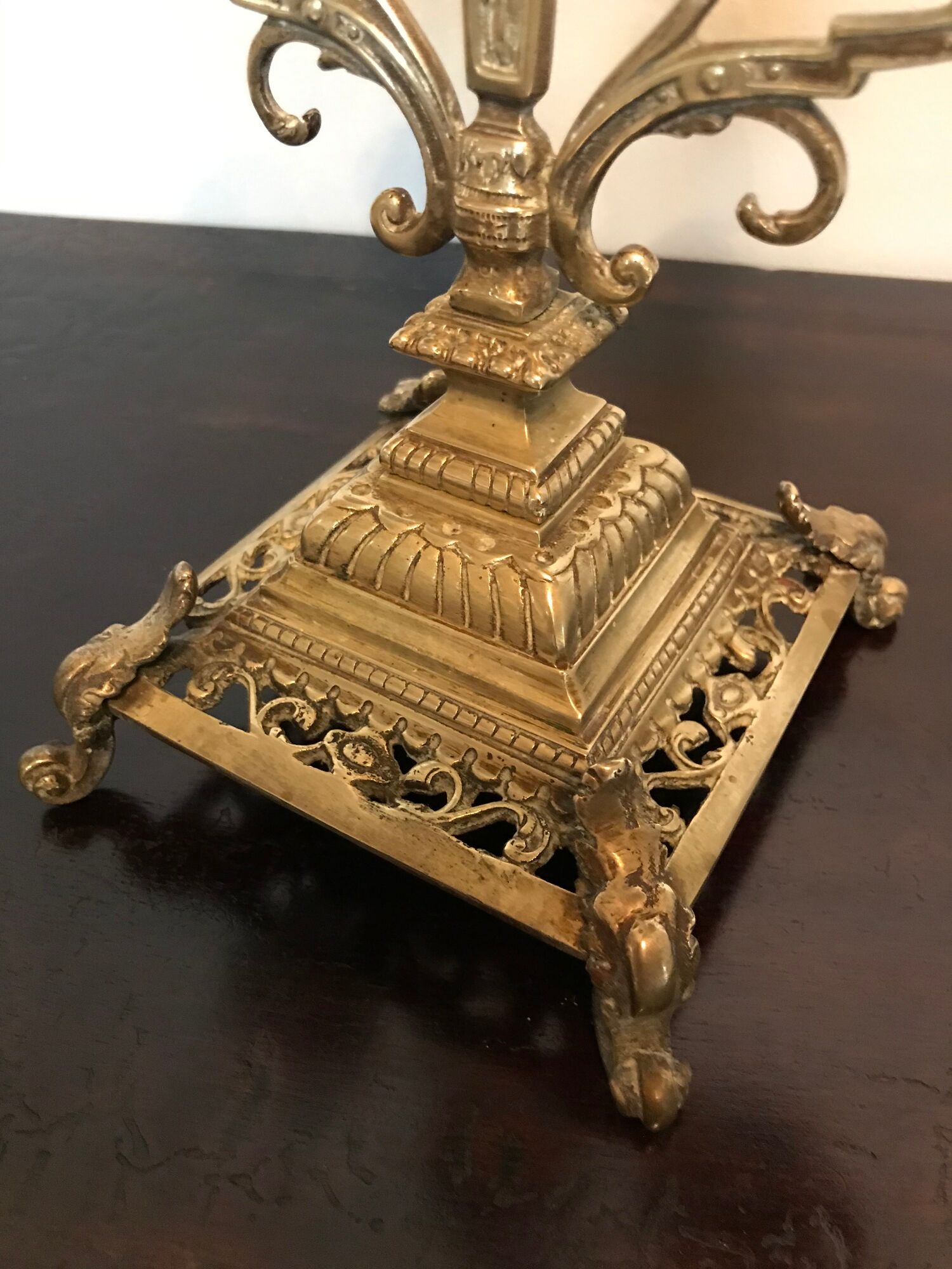 Pair of candelabras or 3-branched chandeliers in gilded bronze late 19th