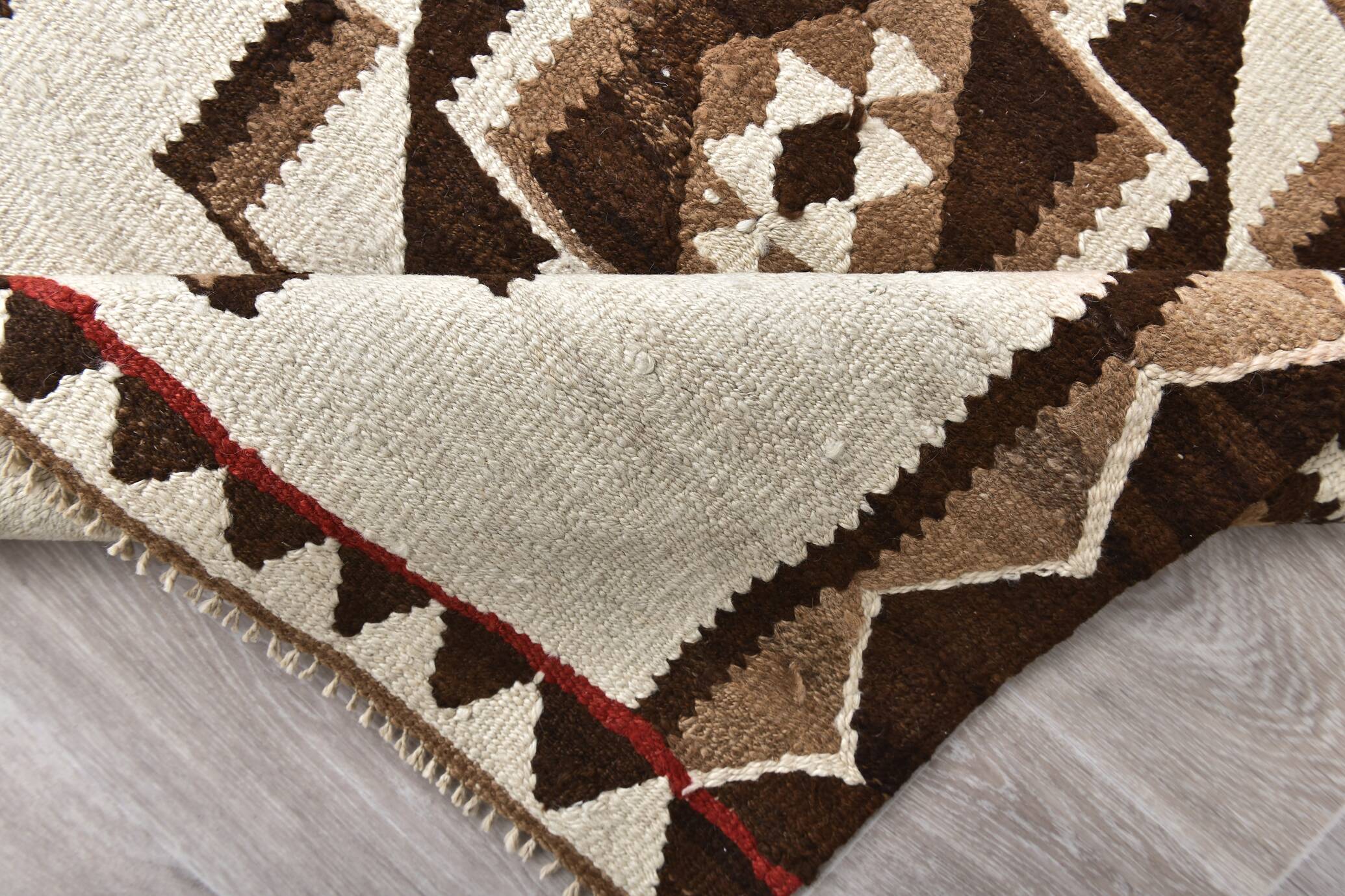 3x9 Brown Beige Persian Kilim Rug 89x269Cm SK 35148