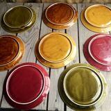 8 old ceramic fondue plates coloured Sarreguemines