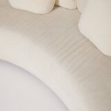 Half-moon sofa in white mohair