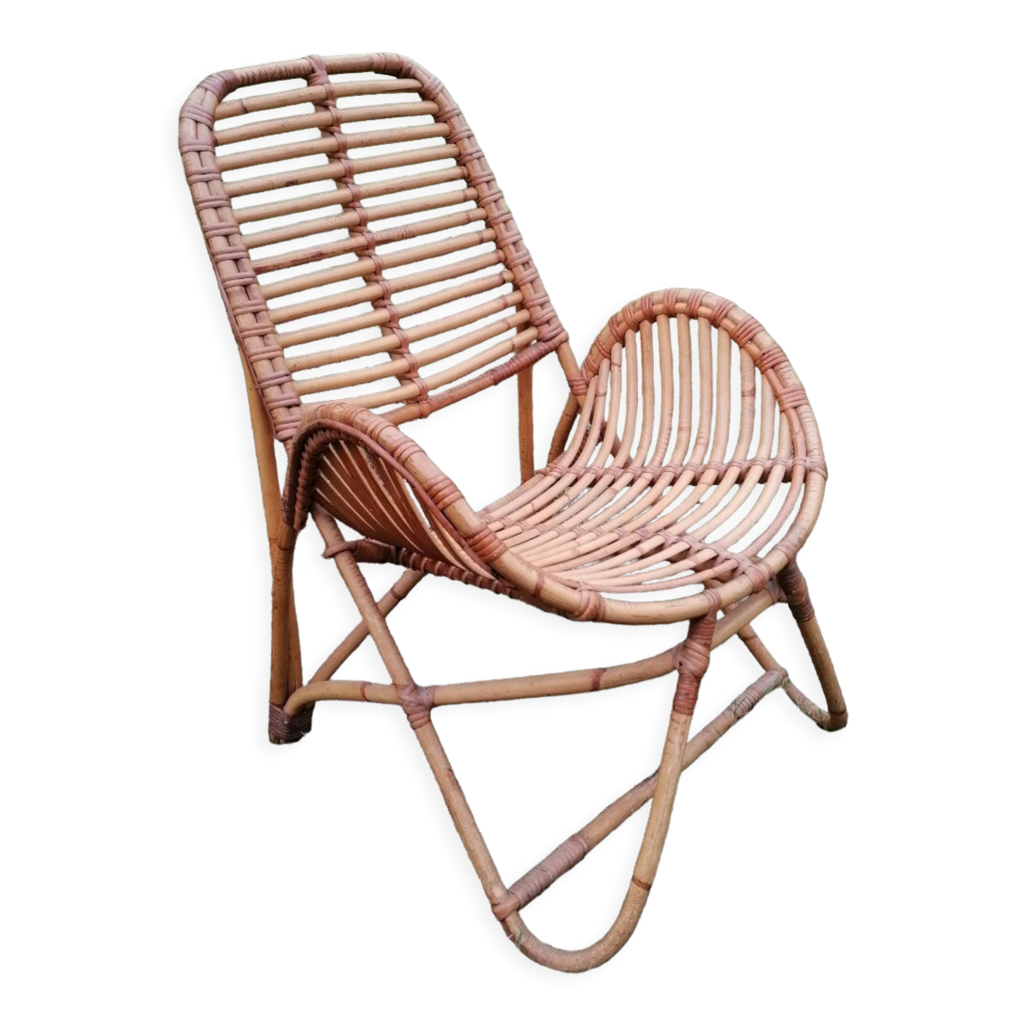 Vintage rattan armchair by Dirk Van Sliedregt for Rohe Noordwolde.