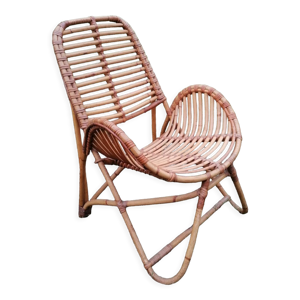 Fauteuil vintage en rotin par Dirk