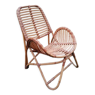 Vintage rattan armchair by Dirk Van Sliedregt for Rohe Noordwolde.