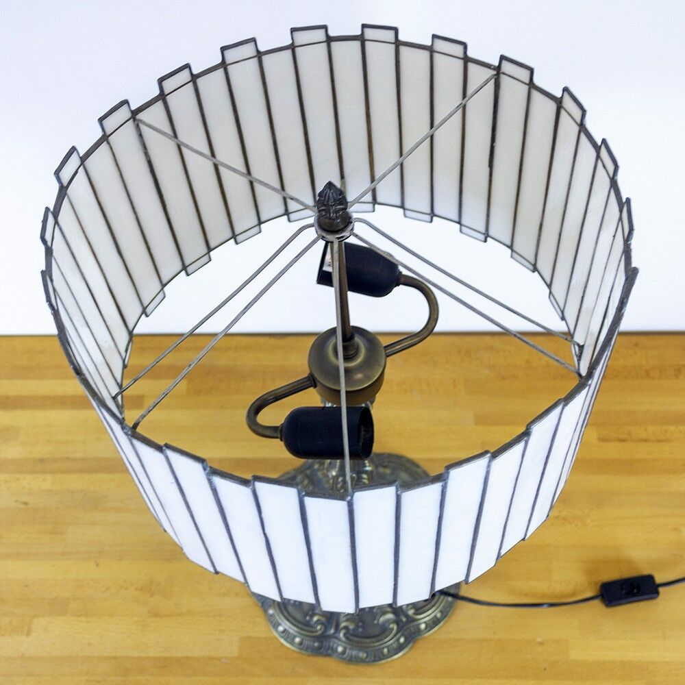 Bronze lamp with mother-of-pearl shade