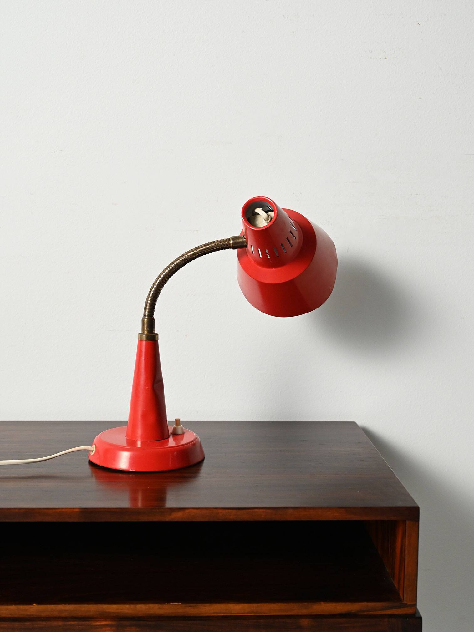 Gemi red Scandinavian table lamp, 1960s