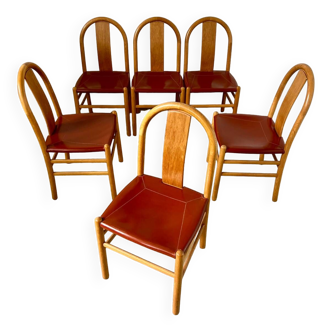 Set of 6 vintage bentwood chairs Italian design Annig Sarian Tisettanta 1980 vintage