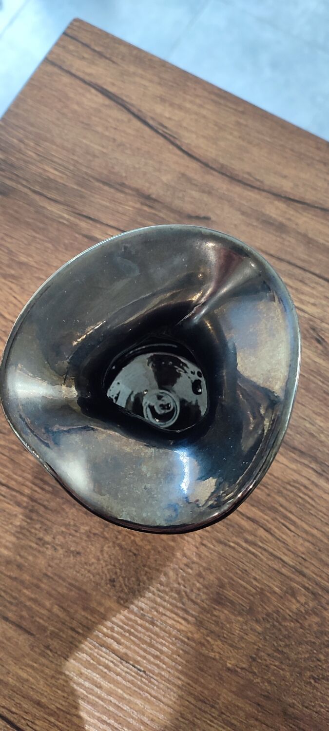 Iridescent ceramic vase from the 1960s, signed