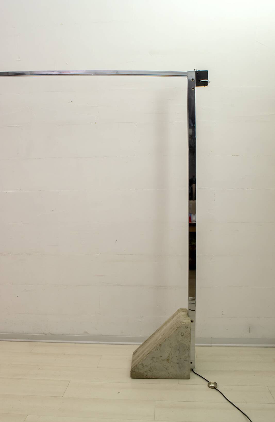 Mid-Century Modern Italian Steel and Travertine Floor Lamp, 1970s