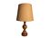 Vintage, large wooden base lamp with shade from around 1970.