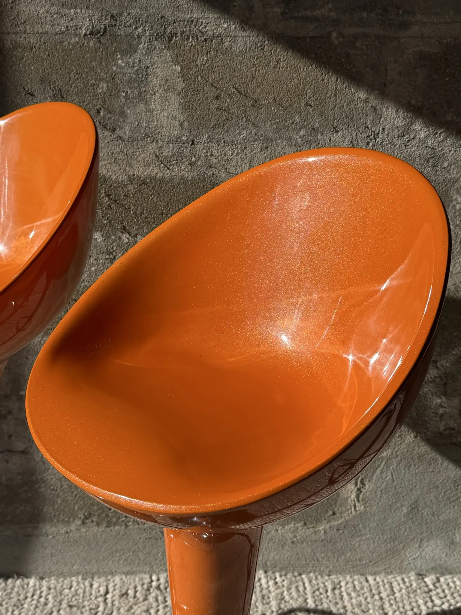 Vintage orange bar stools (x2)