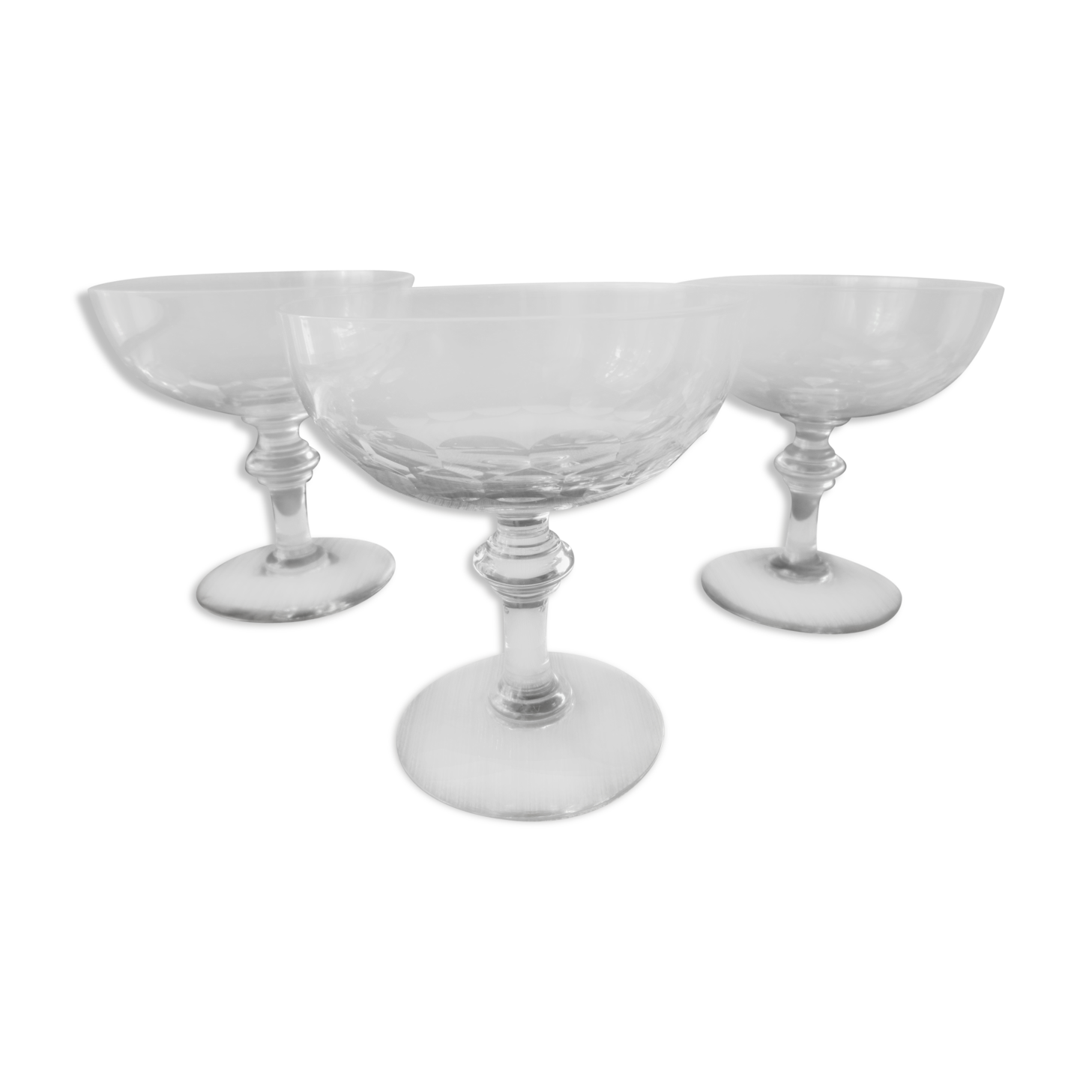 Set de 3 coupes à champagne en cristal décor à facettes