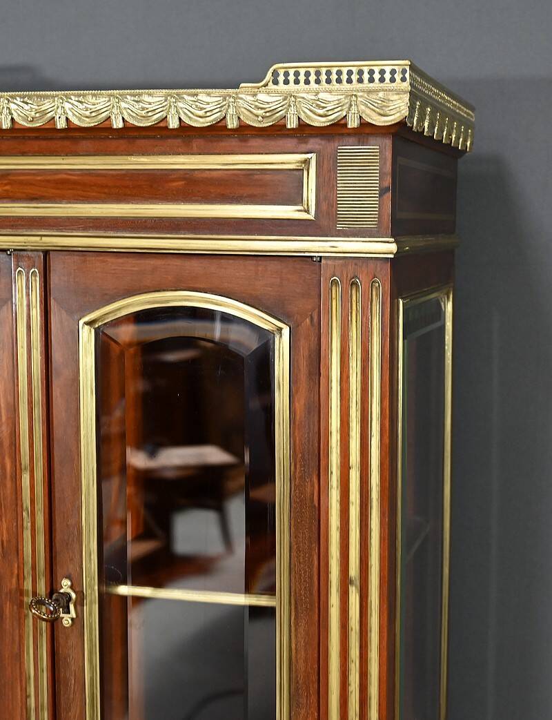Rare Small Cylinder Desk and Showcase, Louis XVI style – Mid-19th century