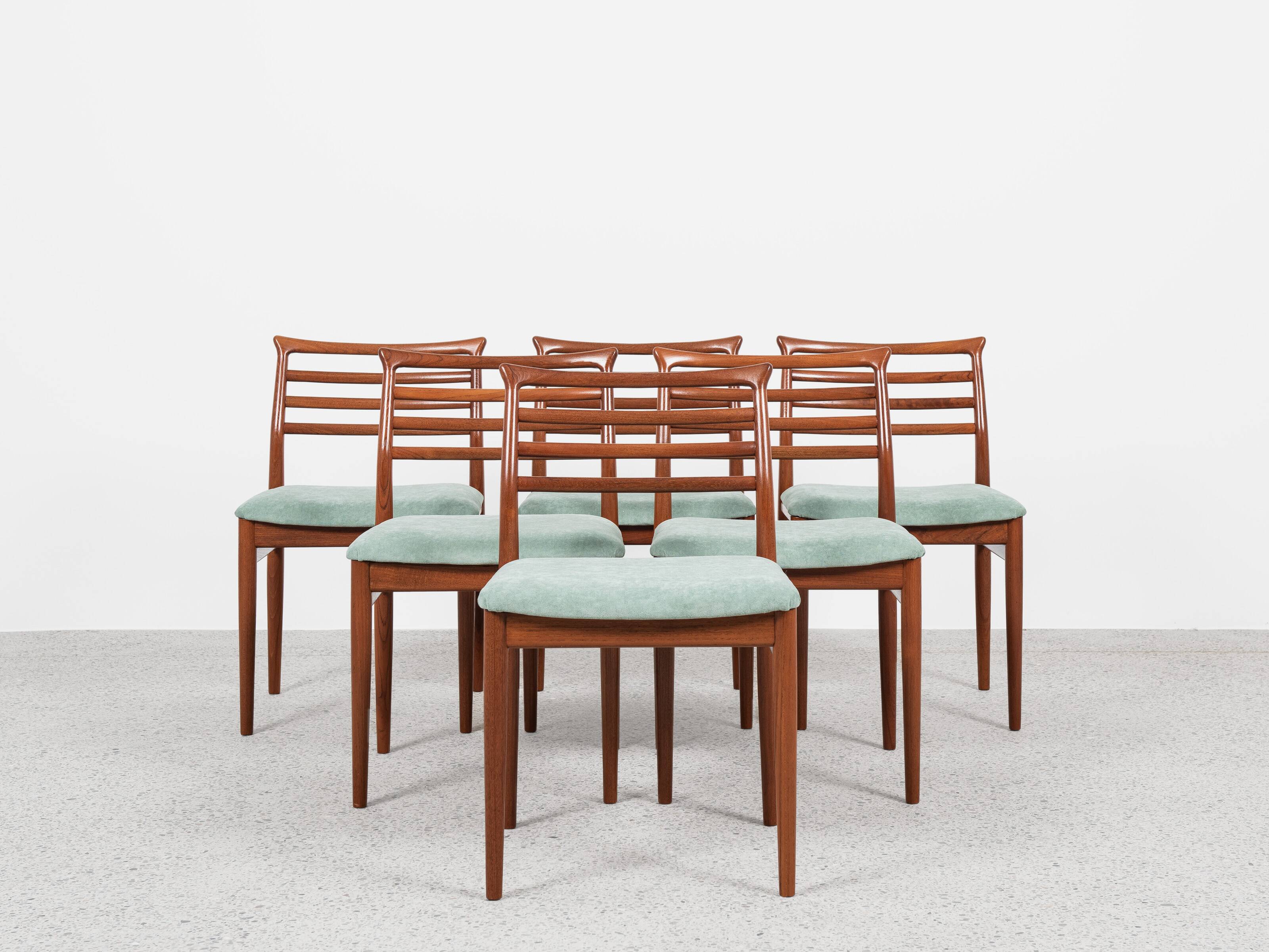 Midcentury Danish set of 6 dining chairs in teak by Erling Torvits for Sorø Stolefabrik 1960s