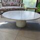 Vintage round coffee table in solid white marble – 70s design