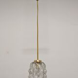 Vintage pendant lamp in molded glass and brass