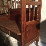 Beech baluster bench with drawer