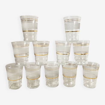 Gold-rimmed water glasses