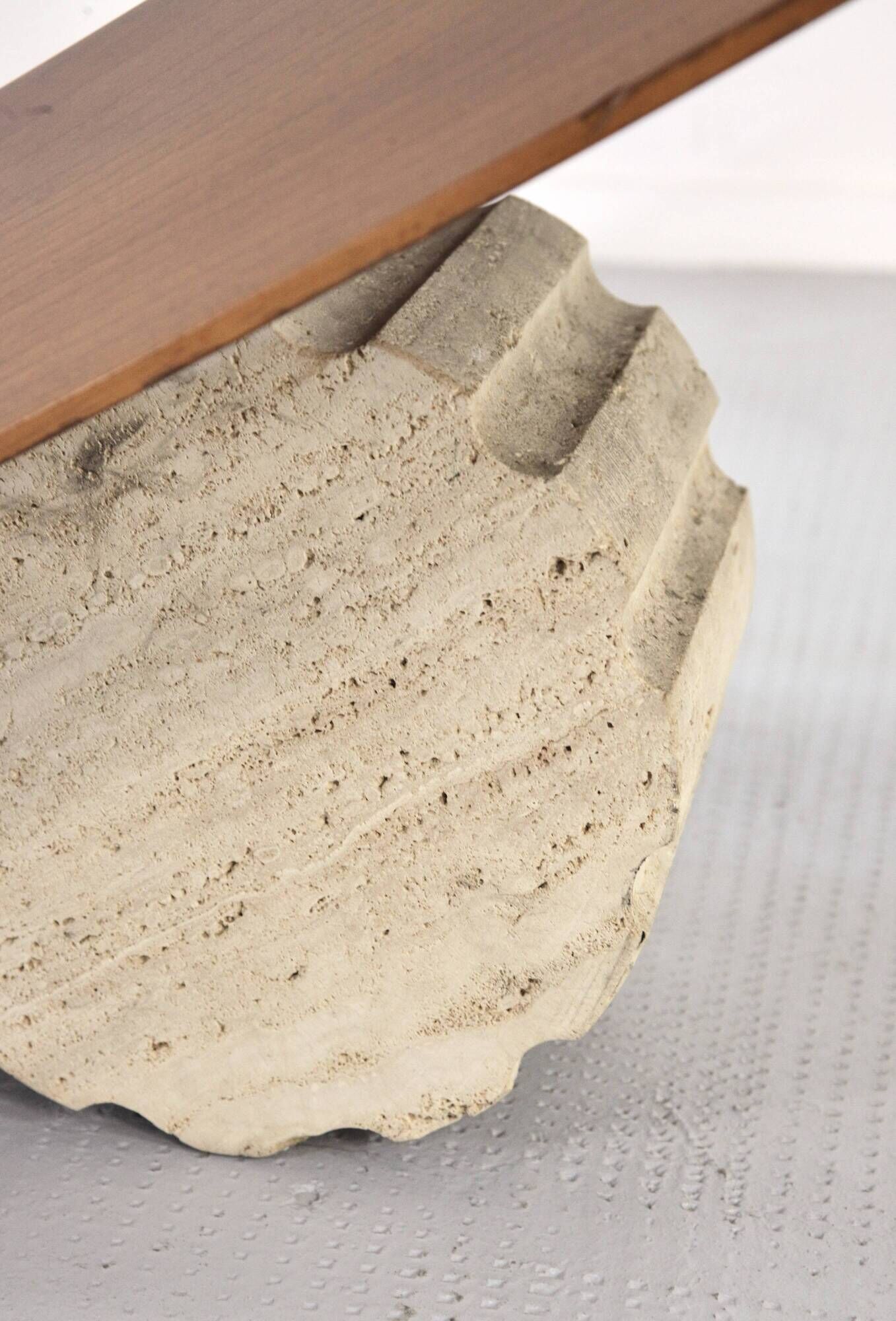 1990s Italian Cattelan 'Valentino' Walnut And Travertine Table.