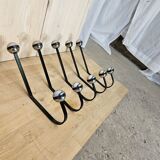 5 black and silver coat hooks from the 60s