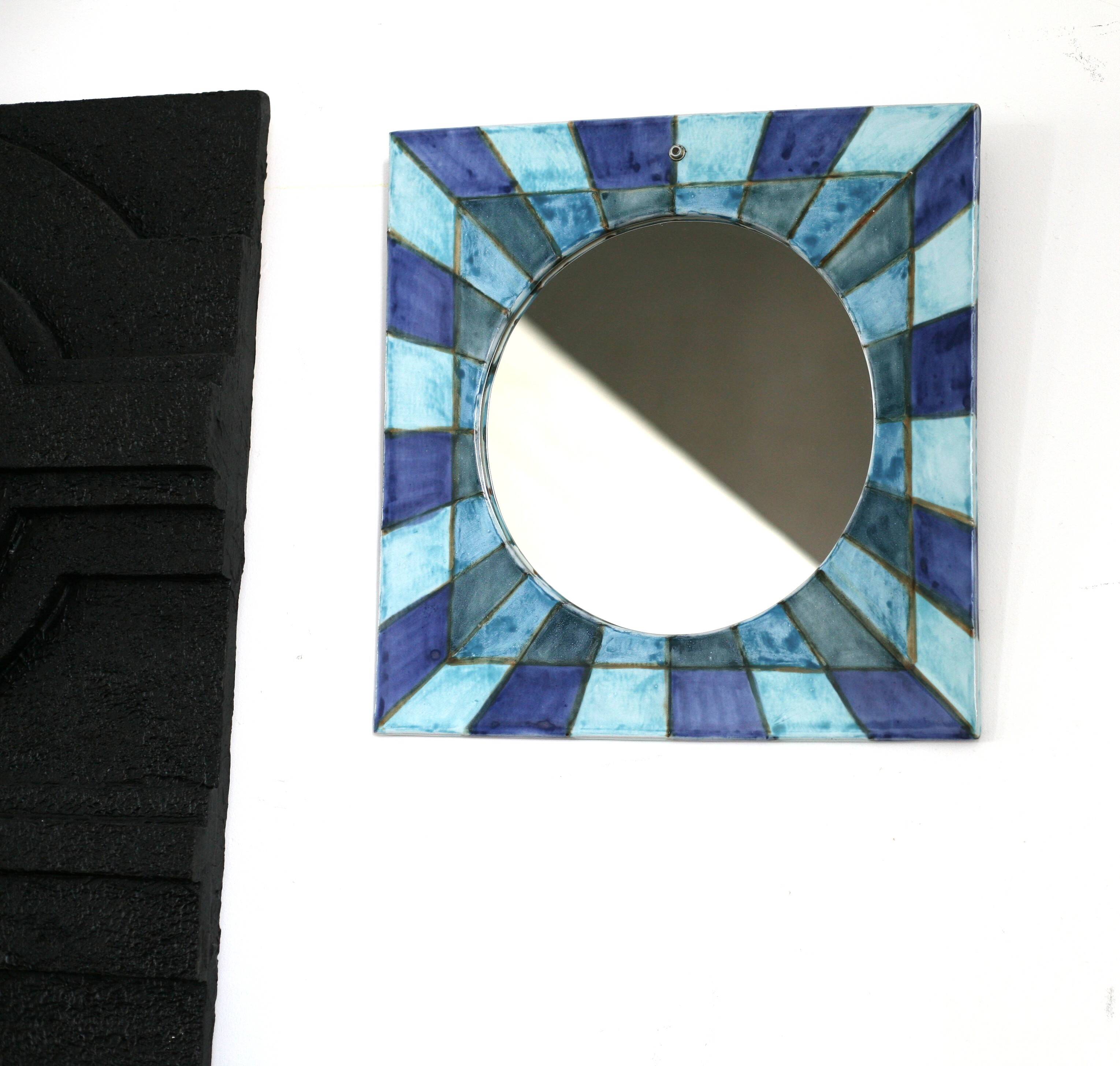 vintage ceramic mirror and design, 1970s