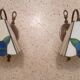 Pair of brass and color mosaic wall lights with floral pattern from the 70's