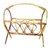 Rattan magazine rack from the 50s