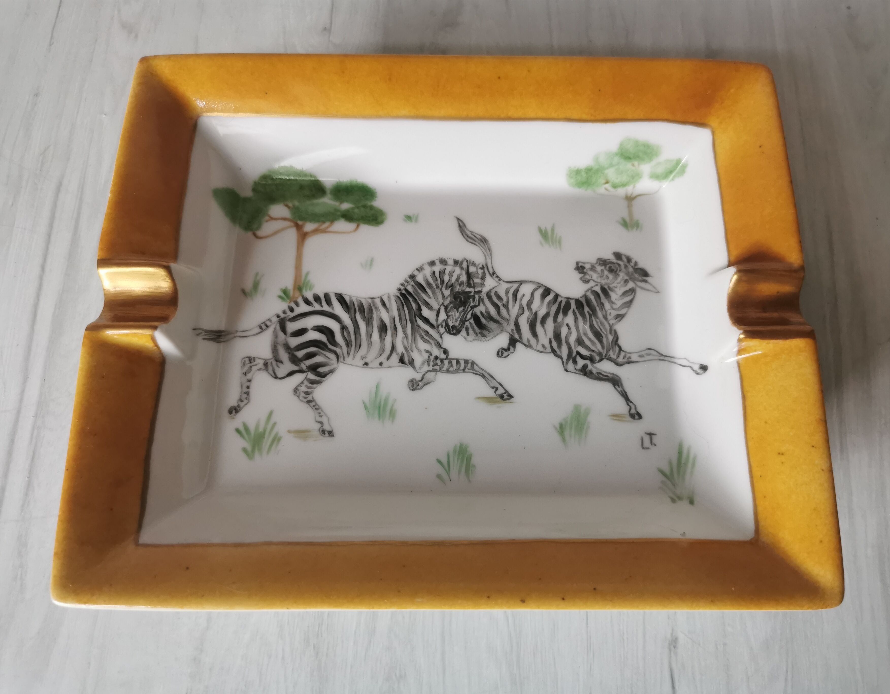 Cendrier Zèbres porcelaine Limoges