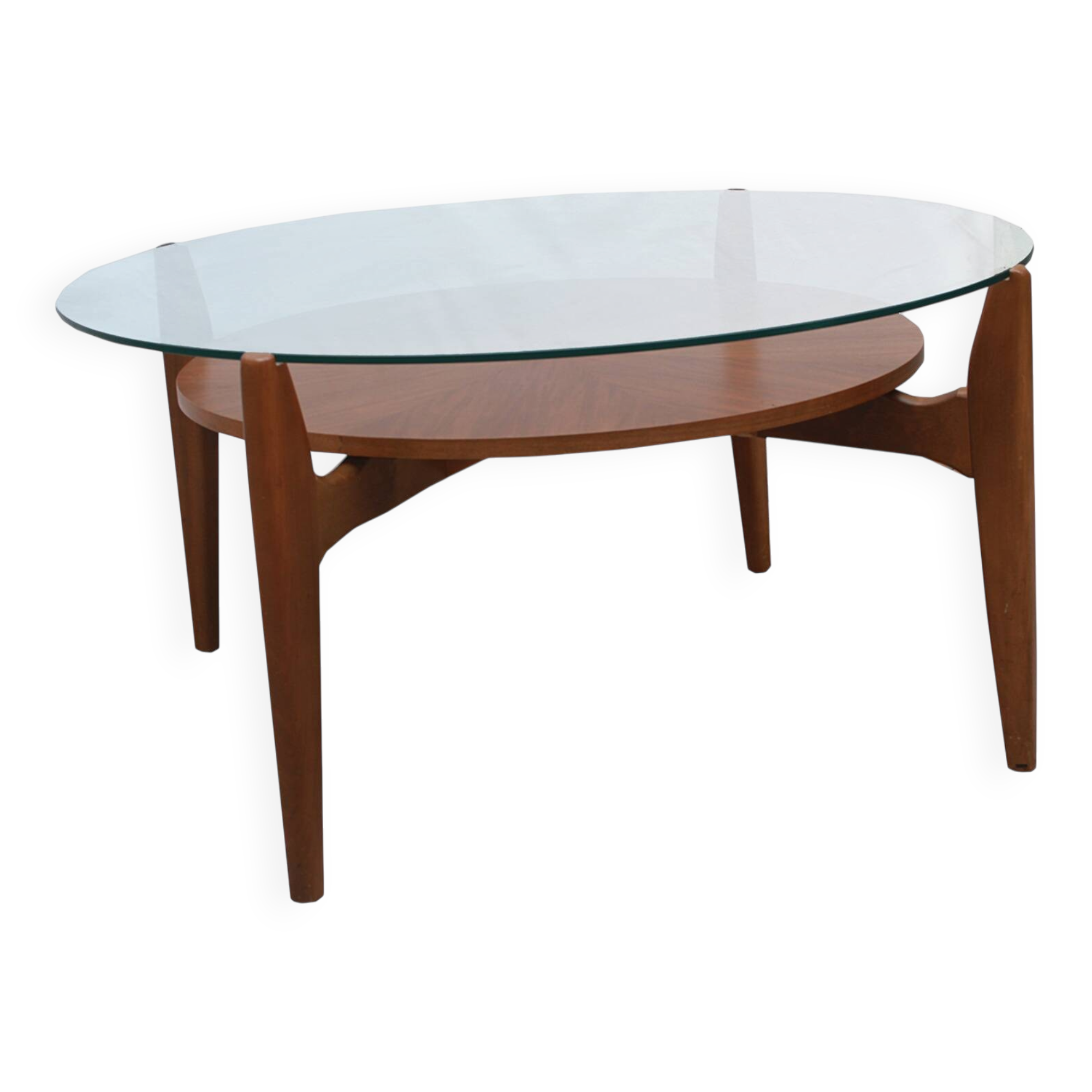 1960s coffeetable in walnut and glass