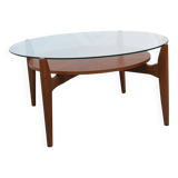 1960s coffeetable in walnut and glass