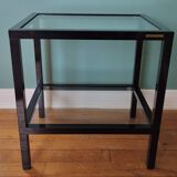 Rectangular table, end of sofa in metal and glass Vintage Vandel stone