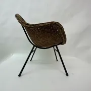 Chaise en osier de style mi-siècle, années 1950