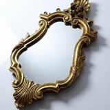 Vintage Rococo wall mirror, gold, Italy, circa 1950-1970, wood and gilded stucco.