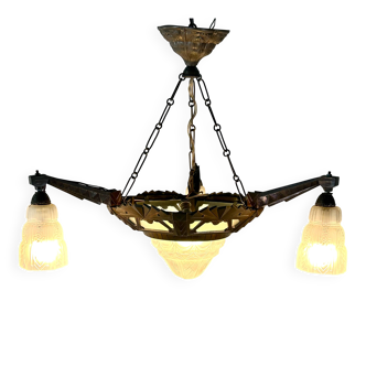 Art Deco chandelier with 4 lights, 1930.