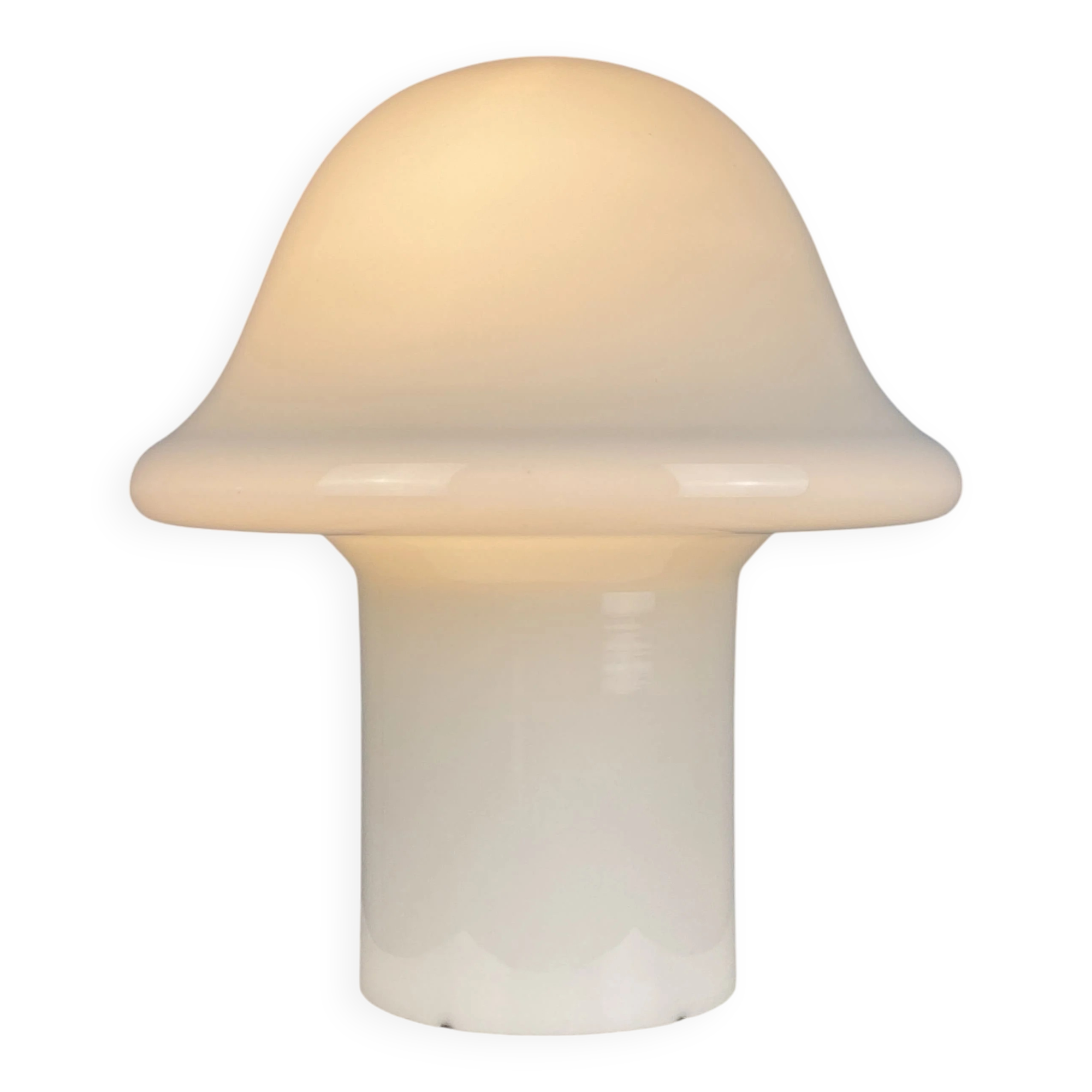 Large XL mushroom table lamp in white glass entirely white Peill and Putzler 1970