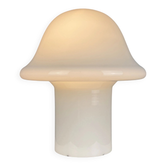 Large XL mushroom table lamp in white glass entirely white Peill and Putzler 1970