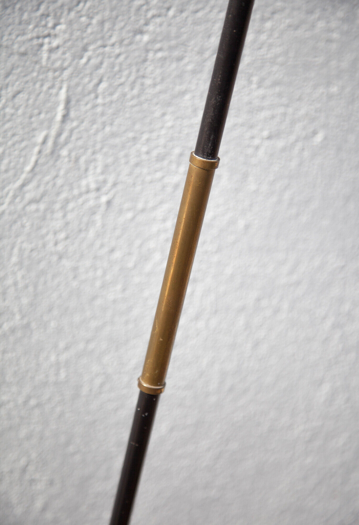 wrought iron and brass floor lamp with tripod leg, vintage floor lamp, 50s