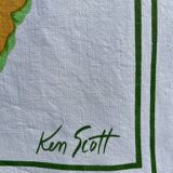 Vintage Zucchi tea towel signed Ken Scott in linen