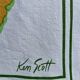 Vintage Zucchi tea towel signed Ken Scott in linen